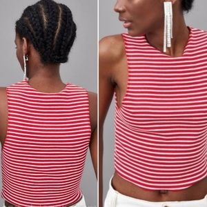 ZARA red and white crop tank
